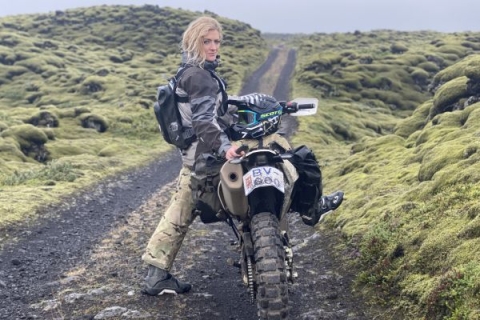 Vanessa Buck sat on a motorcycle