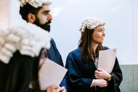 Two students in barrister wigs