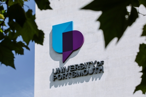 University of Portsmouth signage on building
