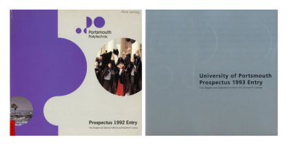 The final prospectus printed for Portsmouth Polytechnic in 1992, and the University of Portsmouth’s first ever prospectus