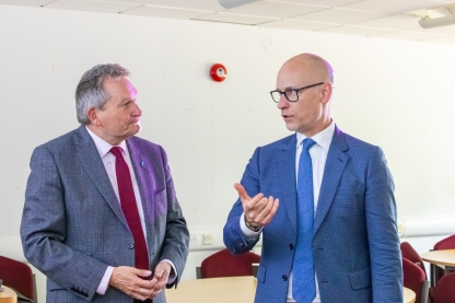University of Portsmouth Vice-Chancellor Professor Graham Galbraith with Minister of State for Care Stephen Kinnock MP at the Dental Academy