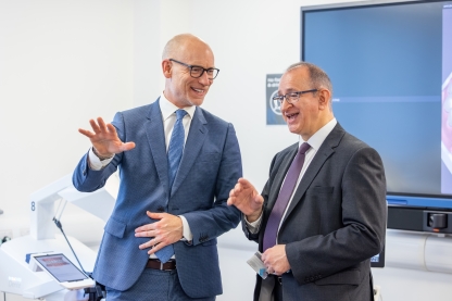 Minister of State for Care Stephen Kinnock MP and Director of Dentistry at the University of Portsmouth Professor Chris Louca