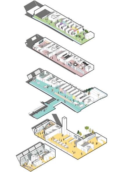 Felicia Tiong Ying Min's Creative Cultural Center - Exploded Floor Isometric rendering