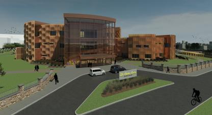 Glyn Whibley's Cystic Fibrosis Treatment Centre - Main Entrance View rendering