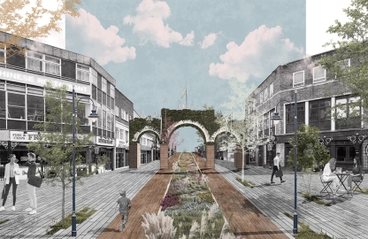 Architectural design of the Gosport High Street entrance in the day
