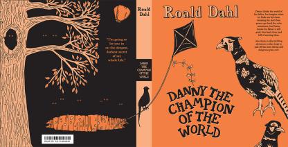 A book cover illustration in orange and black