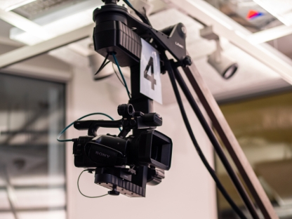 Video camera mounted on a crane