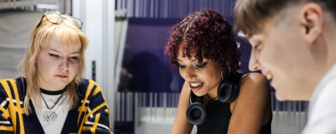 Three students studying