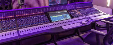 Audio mixing station with graphic interfaces
