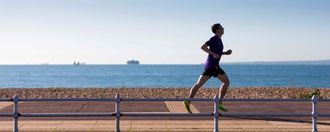 Person running on Southsea seafront