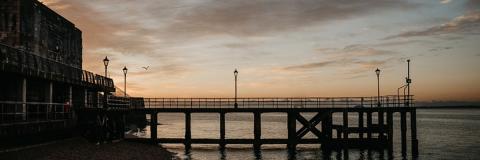 Scenic shot of small pier in Old Portsmouth