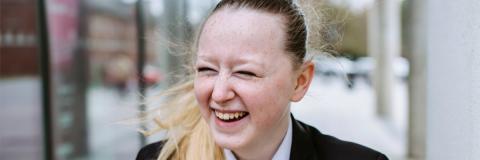 Student laughing