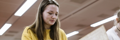 Student looking at English Literature works