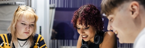 Three students studying