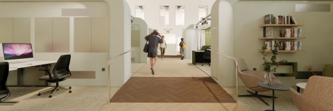 Architect's rendering of Wiltshire Building's vaulted ceiling