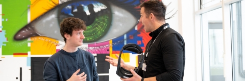 Student and teacher in a VR suite
