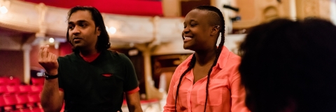 Students in Kings theatre