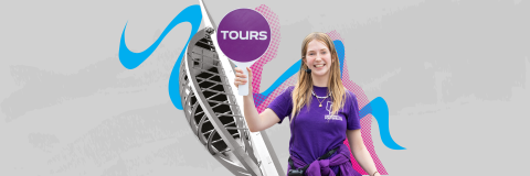 Female Student Ambassador leading a campus tour