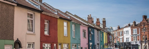 Portsmouth street with bright houses
