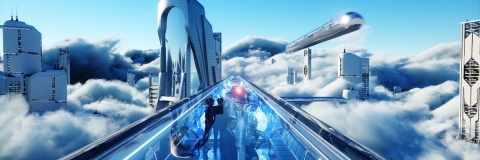 A futuristic cityscape