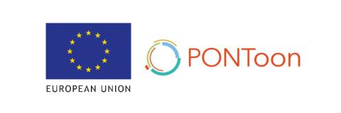 EU flag and PONToon research project logos