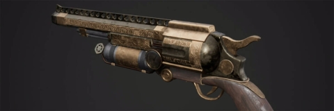 3D computer game asset of a gun