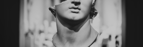 Broken marble statue head