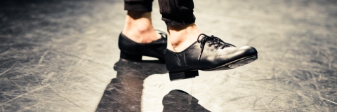 Close-up of tap dancer's shoes 