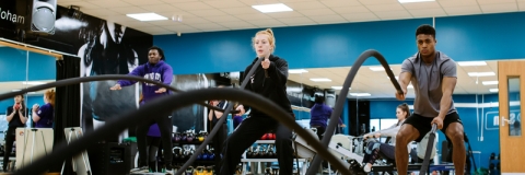 People exercising in a University of Portsmouth gym