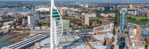 Aerial view, Spinnaker tower and Portsmouth
