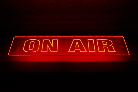On air sign in broadcast studio