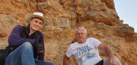 Ben Thomas with Professor Dave Martill in Morocco