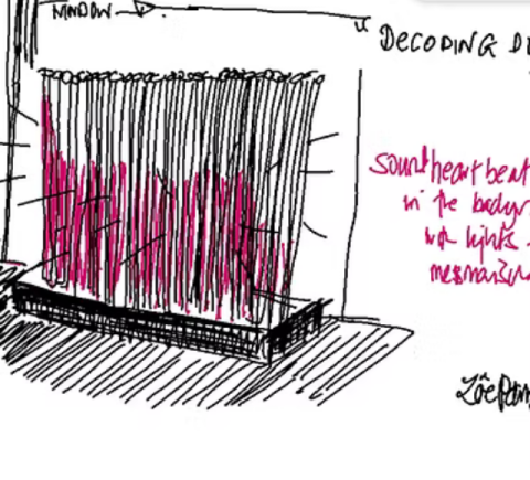 Artist's sketch of the Decoding Difference light artwork