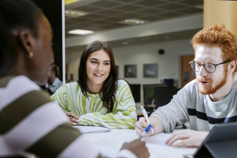 Three students studying