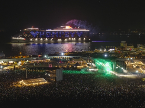 A shot of Victorious Festival at night