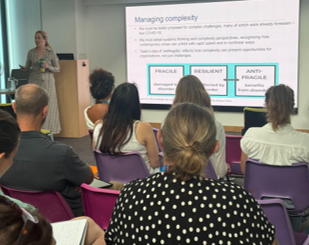 Professor Alison Wakefield delivering her keynote speech at the University of Portsmouth