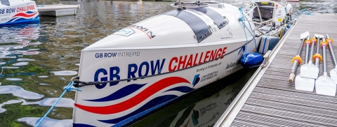 A picture of one of the GB Row Challenge boats