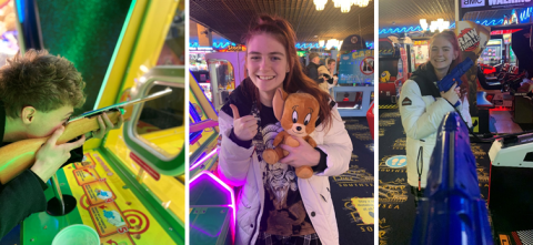 Students enjoying games at Pier Arcade in Portsmouth
