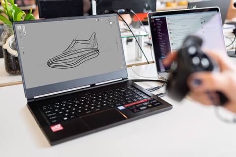 3D software interface on a laptop