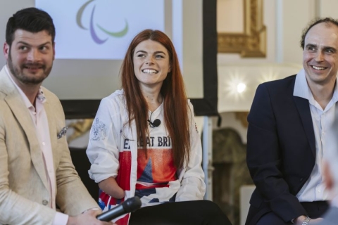 David Henson, Lauren Steadman and Graham Edmunds smiling in an interview