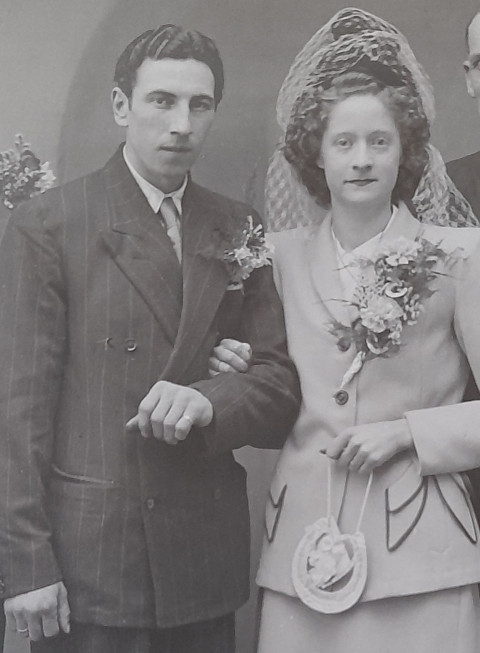 A black and white photograph of Michael Perryment's parents.