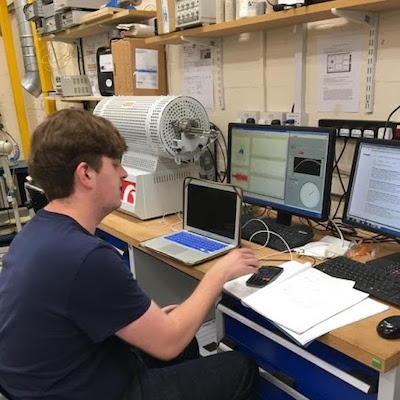 MSc student operates the Carbolite furnace to simulate heat-induced fracturing