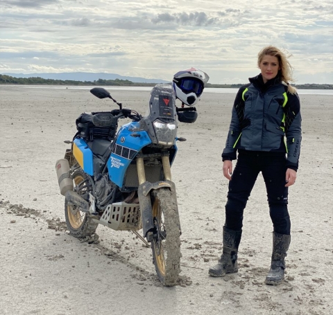Vanessa Ruck standing next to her motorcycle