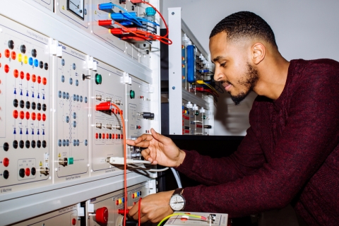 Student working in the Power Electronics Laboratory