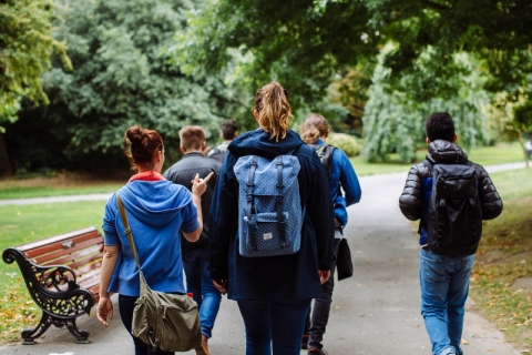 Students walking together in Victoria Park