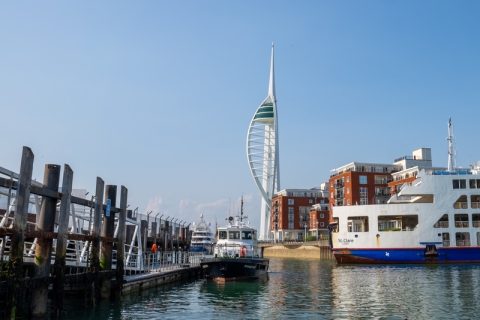 View of Spinnaker Tower from waterside