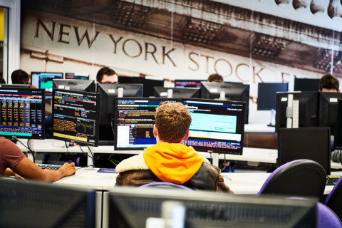 Students in the bloomberg suite facility