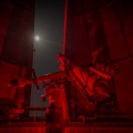 A telescope looking out into the night sky