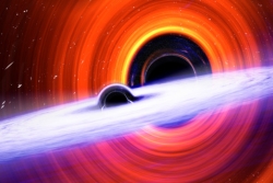 Artistic representation of a binary black hole merger