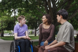 Three students talking